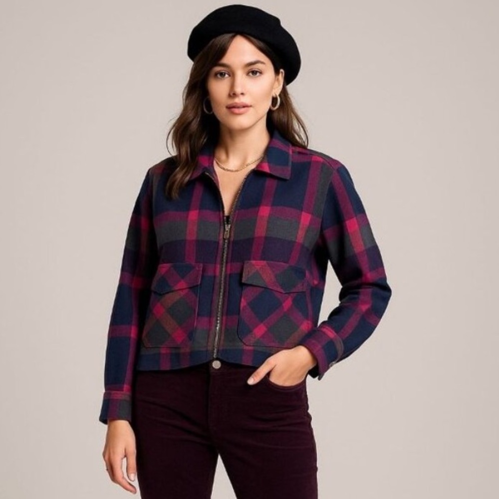 Beachlunchlounge Full Zip Plaid Shacket